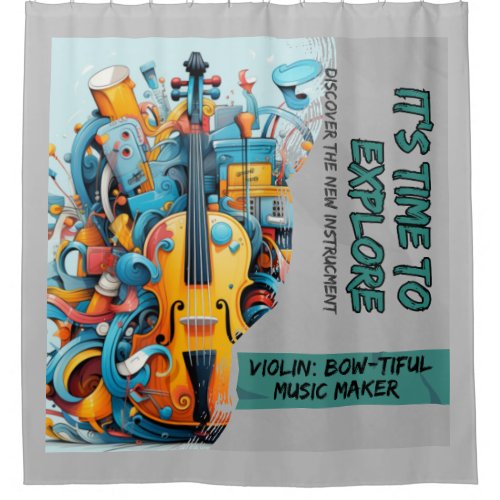 Violin musical instrument musical lessons shower curtain
