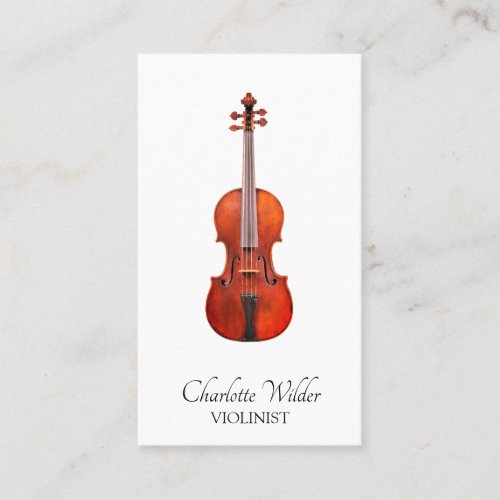 Violin Musician Simple Elegant Black on White Violinist Business Card
