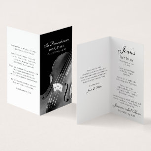 Violin Musician Funeral Memorial Prayer Business Card