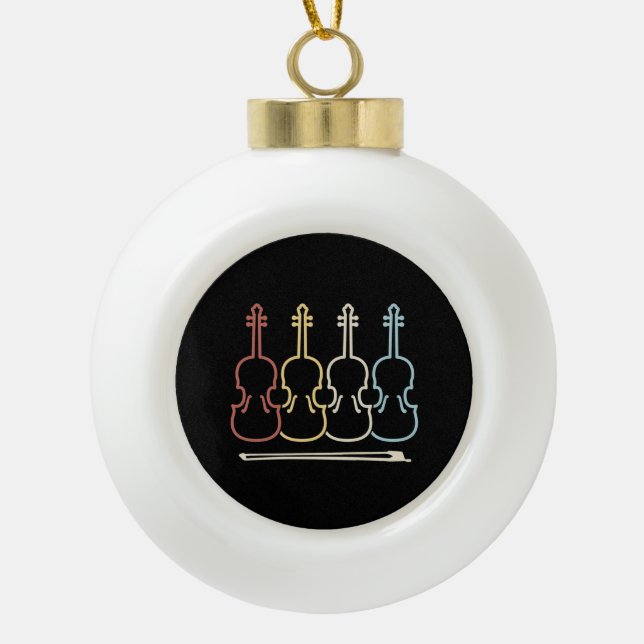 Violin Musician Music   Ceramic Ball Christmas Ornament (Front)