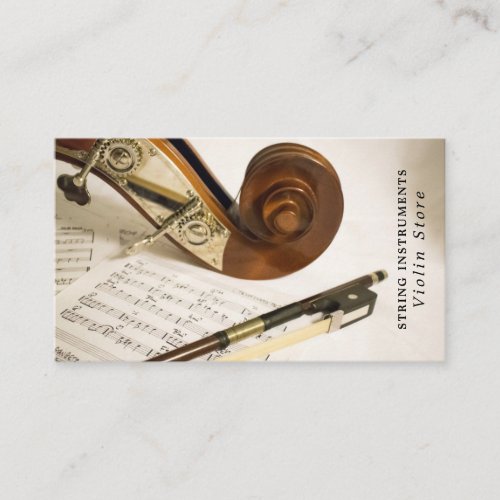 Violin Note Sheet Musical Instrument Store Business Card