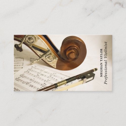 Violin Note Sheet Professional Violinist Business Card