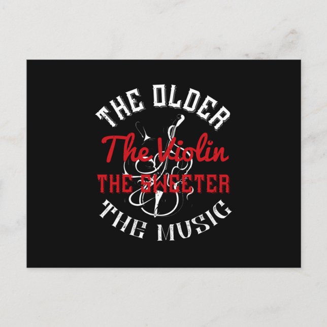 Violin -Older Violin Play Sweeter Music Postcard (Front)