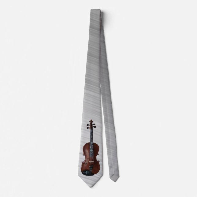 VIOLIN -ON BRUSHED PEWER NECK TIE (Front)