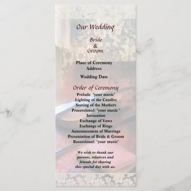 Violin on Credenza Wedding Program (Front)