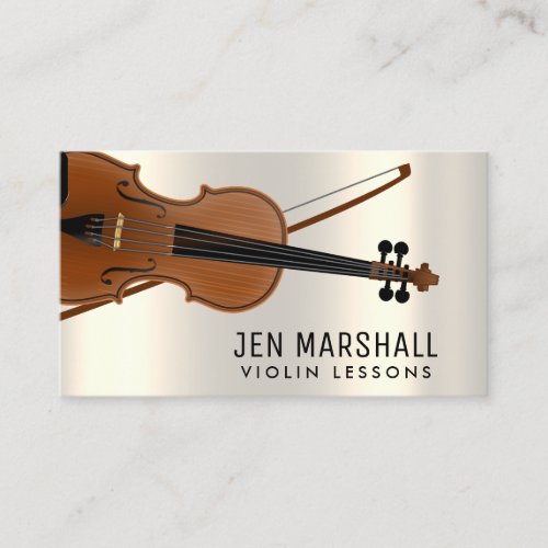 â violin on faux metallic effect business card