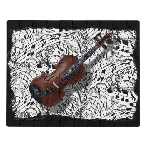 VIOLIN ON MUSIC NOTES JIGSAW PUZZLE