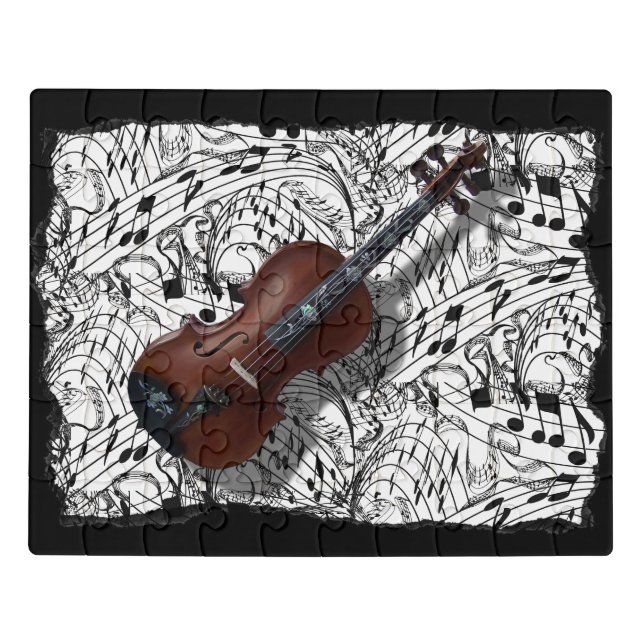 VIOLIN ON MUSIC NOTES JIGSAW PUZZLE (Puzzle Horizontal)