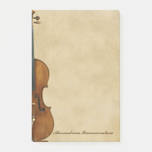 Violin on Parchment Look Customizable Name Post_it Notes