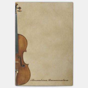 Violin On Parchment Look Customizable Name Post-it Notes by missprinteditions at Zazzle