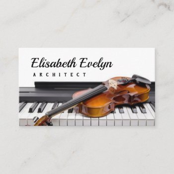Violin On The Keys Digital Piano Business Card by ayaelsa_card at Zazzle