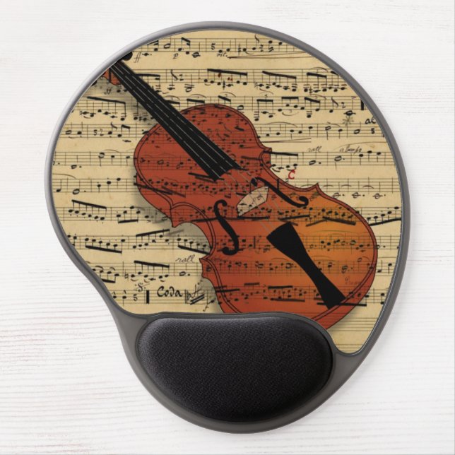 Violin on Vintage Sheet Music Gel Mouse Pad (Front)