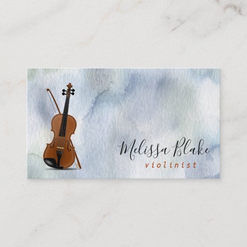 violin on watercolor background business card