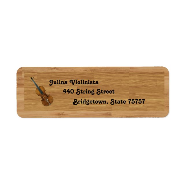 Violin on Woodgrain Background Label (Front)