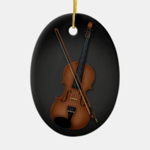 Violin or Vila & Bow Musical Instrument Black Ceramic Ornament