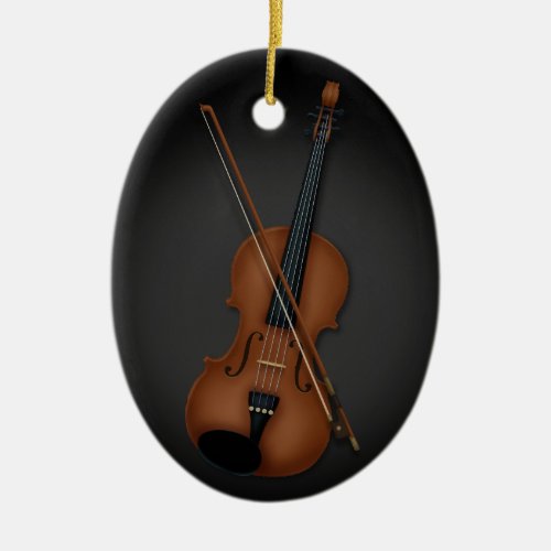 Violin or Vila  Bow Musical Instrument Black Ceramic Ornament