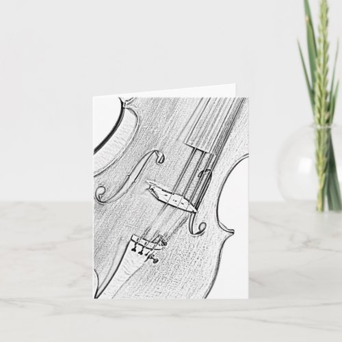 Violin or Viola Ink Drawing Greeting or Note Card