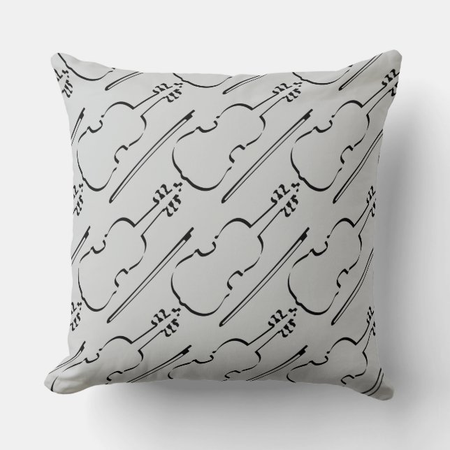 Violin Outline Throw Pillow (Front)