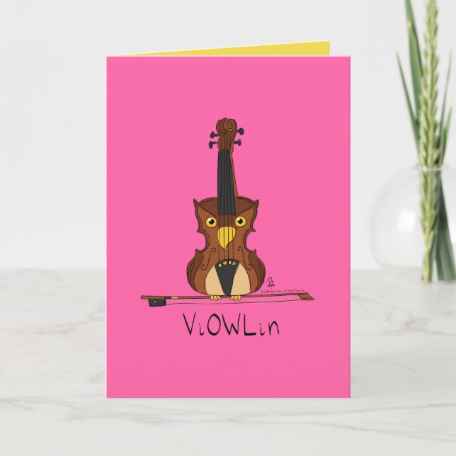 Violin Owl Cute Music Kids Card (Front)