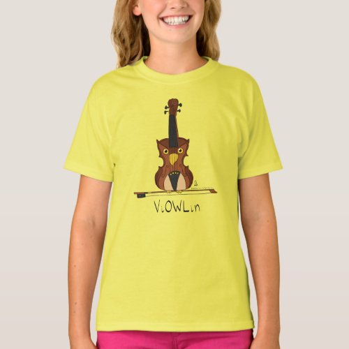 Violin Owl Cute Music Kids T_Shirt