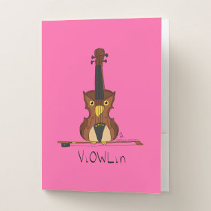 Violin Owl Funny Cute Kids Music Pocket Folder