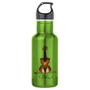 Violin Owl Funny Cute Kids Music Stainless Steel Water Bottle