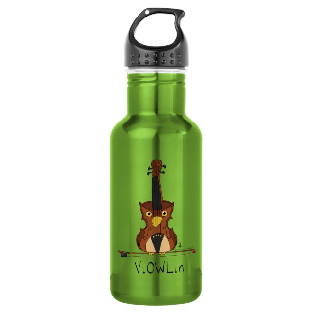 Violin Owl Funny Cute Kids Music Stainless Steel Water Bottle (Front)
