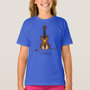 Violin Owl Funny Cute Kids Music T-Shirt