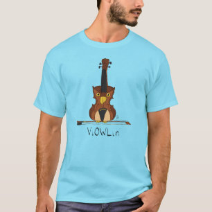 Violin Owl Funny Cute Kids Music T-Shirt