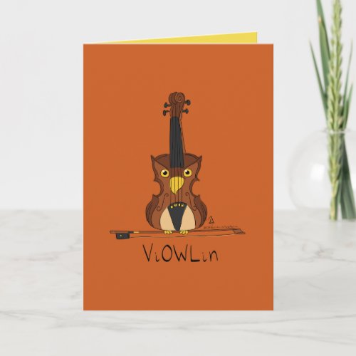Violin Owl Music Teacher Cute Kids Card