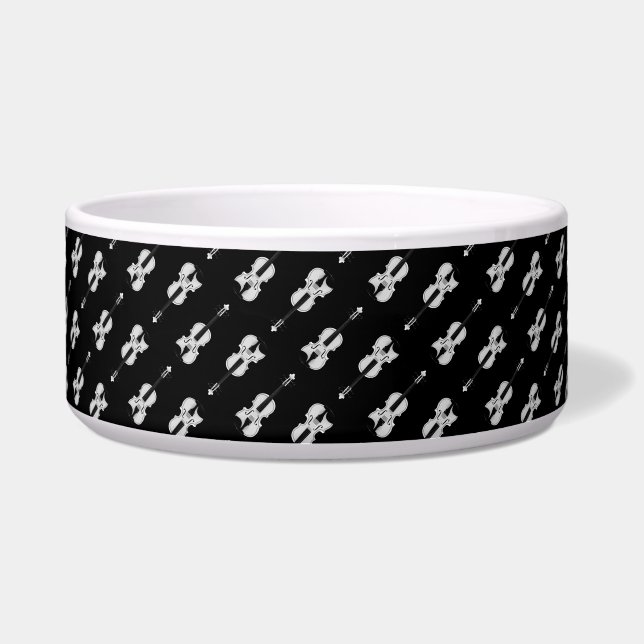 Violin Pattern - Black and White Bowl (Front)