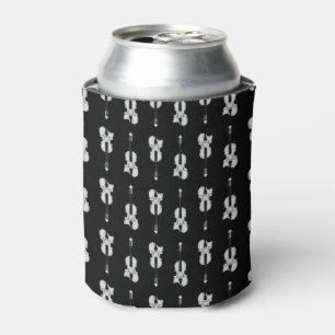 Violin Pattern - Black and White Can Cooler