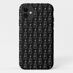 Violin Pattern - Black and White iPhone 11 Case