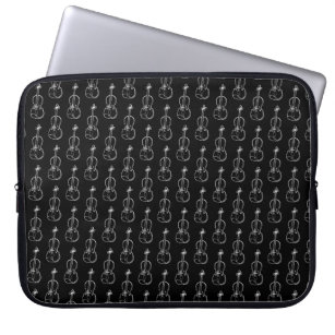 Violin Pattern - Black and White Laptop Sleeve