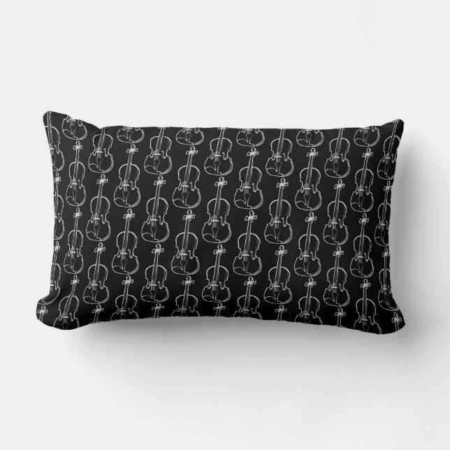 Violin Pattern - Black and White   Lumbar Pillow (Front)