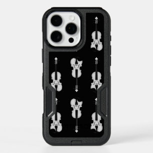 Violin Pattern - Black and White iPhone 16 Pro Max Case