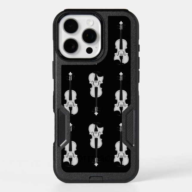 Violin Pattern - Black and White Otterbox iPhone Case (Back)