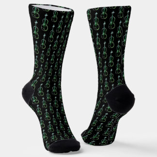 Violin Pattern - Black and White Socks