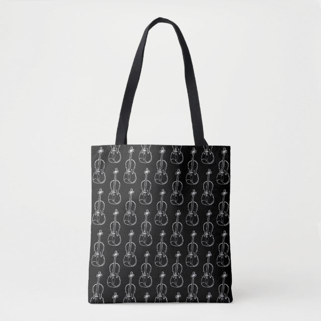 Violin Pattern - Black and White Tote Bag (Front)