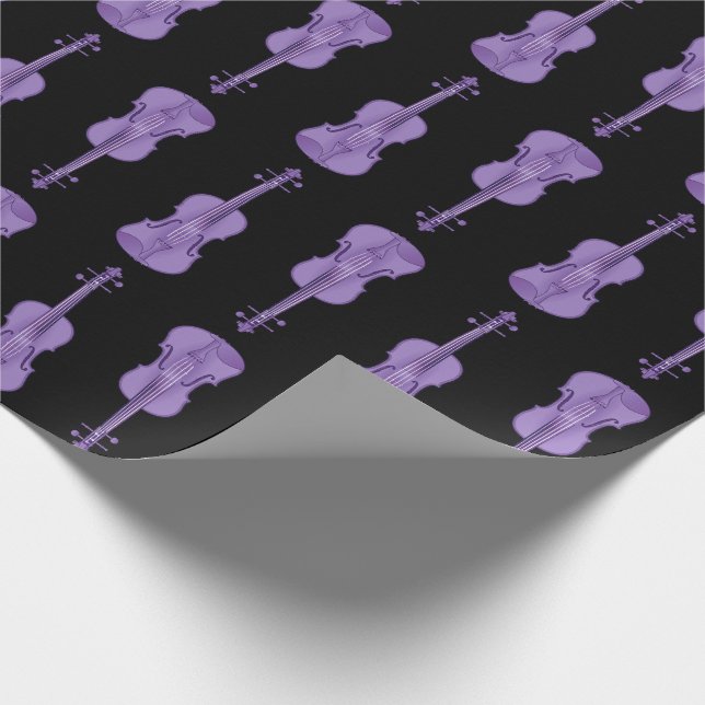 Violin Pattern - Lavender and Black   Wrapping Paper (Corner)