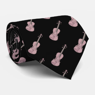 Violin Pattern - Pink and Black Neck Tie