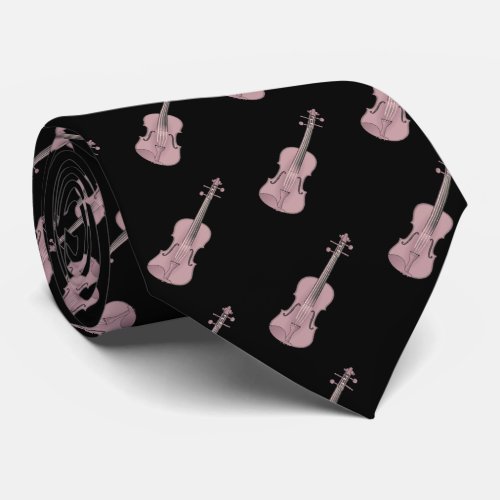 Violin Pattern _ Pink and Black Neck Tie