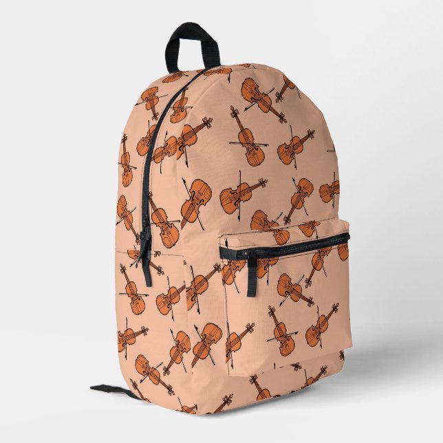 Violin Pattern Printed Backpack (Back Corner Left)