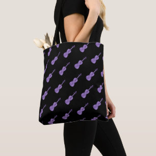 Violin Pattern - Purple and Black Tote Bag