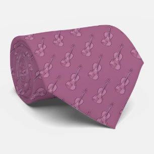 Violin Pattern - Rose Pink Neck Tie