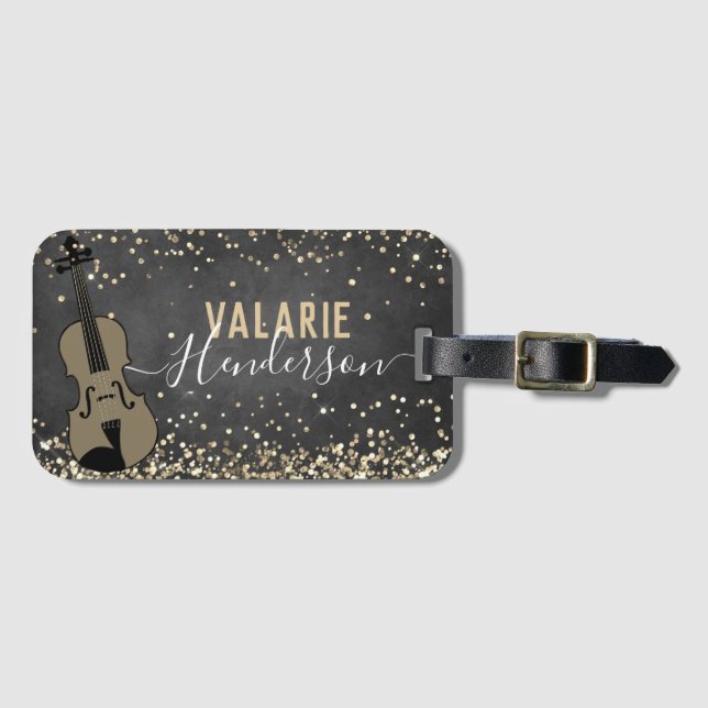 Violin Personalized Instrument Luggage Tag (Front Horizontal)