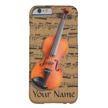 Violin Personalized Musical Notes Barely There Iphone 6 Case by elizme1 at Zazzle