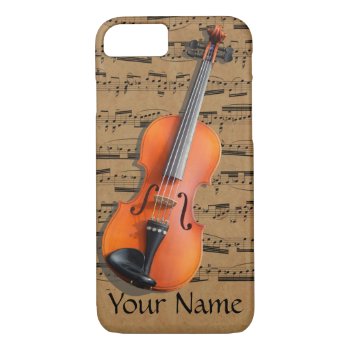 Violin Personalized Musical Notes Iphone 8/7 Case by elizme1 at Zazzle