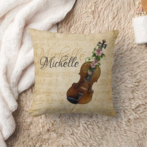 Violin Personalized Violinist Music Throw Pillow