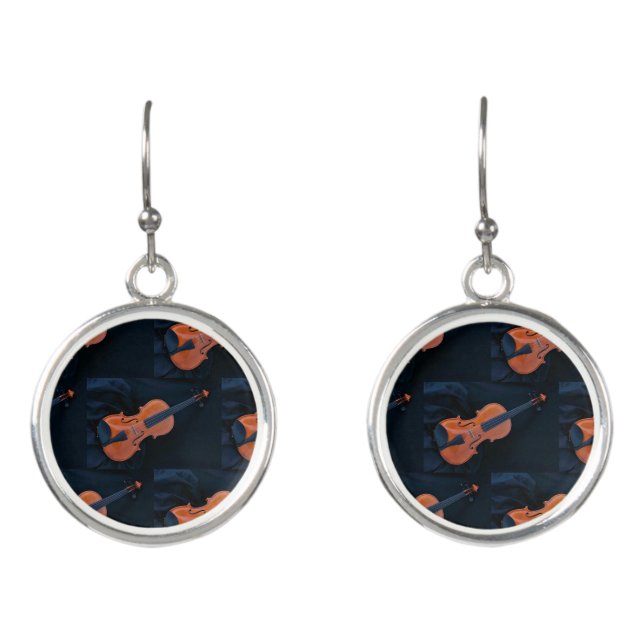 Violin Photo Closeup Earrings (Front)